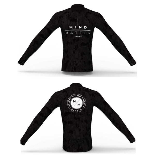 Black Paint Splash - 1/4 Zip Long Sleeve Running Shirt