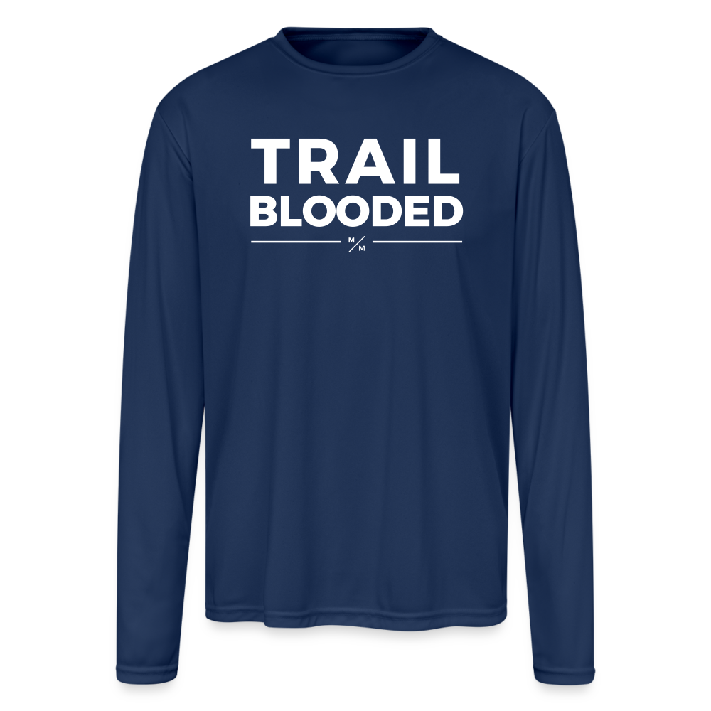 Trail Blooded - Men's Moisture Wicking Performance Long Sleeve T-Shirt - navy