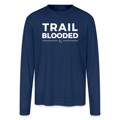 Trail Blooded - Men's Moisture Wicking Performance Long Sleeve T-Shirt - navy