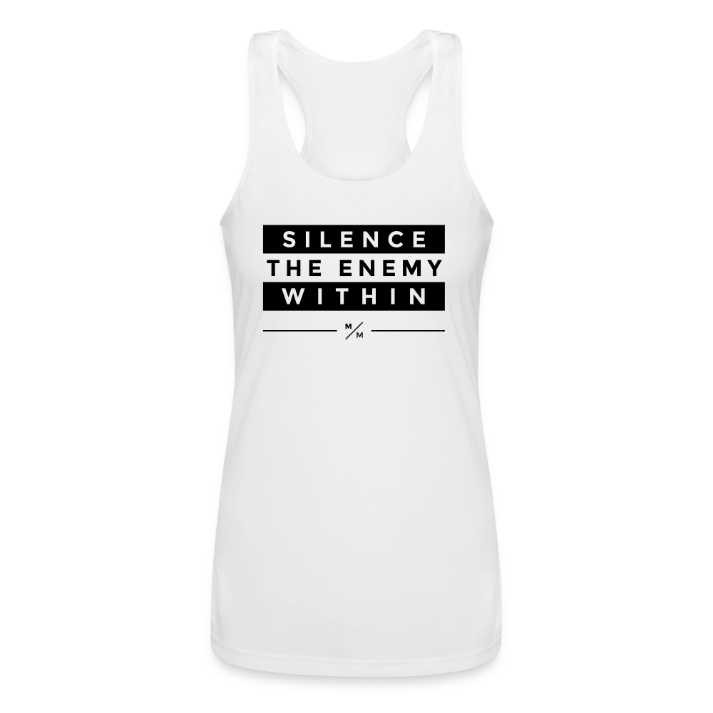 Silence the Enemy Within - Women’s Performance Racerback Tank Top - white