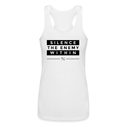 Silence the Enemy Within - Women’s Performance Racerback Tank Top - white