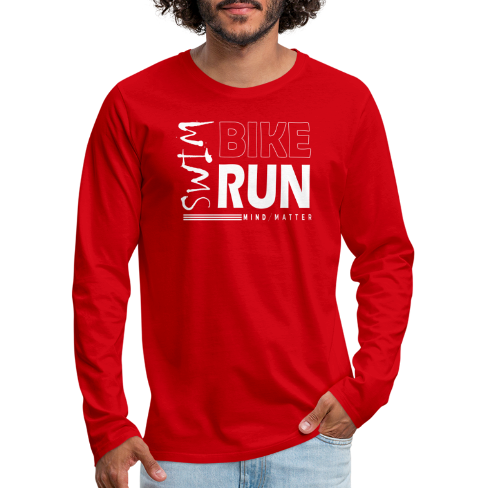 Swim-Bike-Run- Men's Premium Long Sleeve T-Shirt - red