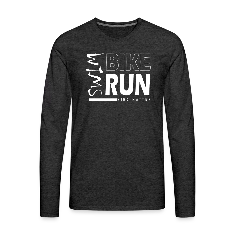 Swim-Bike-Run- Men's Premium Long Sleeve T-Shirt - charcoal grey