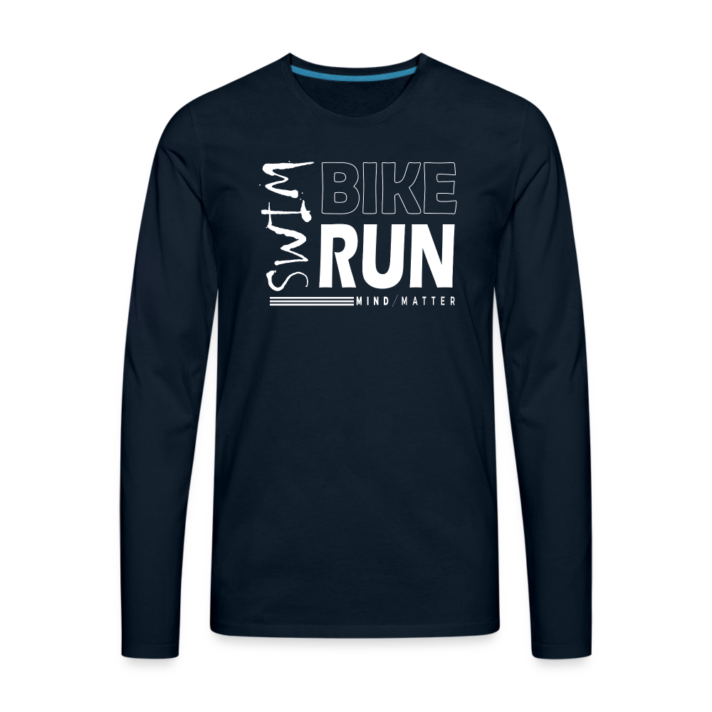 Swim-Bike-Run- Men's Premium Long Sleeve T-Shirt - deep navy