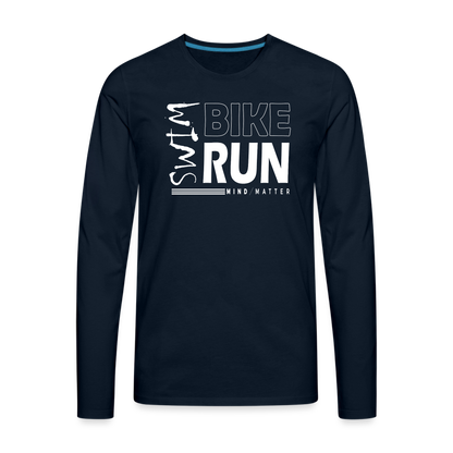 Swim-Bike-Run- Men's Premium Long Sleeve T-Shirt - deep navy