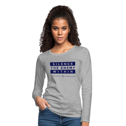 STEW- Women's Premium Slim Fit Long Sleeve T-Shirt - heather gray