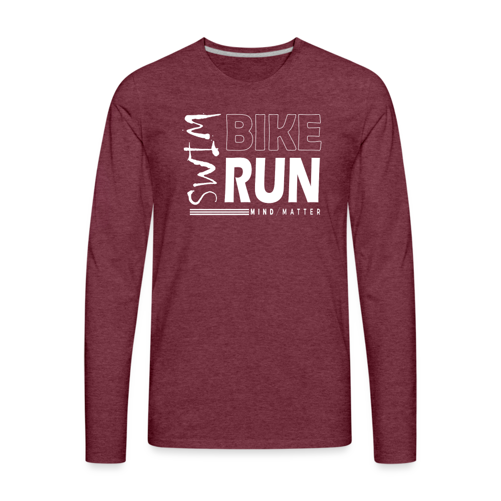 Swim-Bike-Run- Men's Premium Long Sleeve T-Shirt - heather burgundy