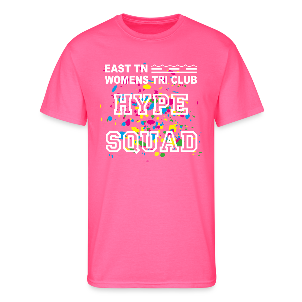 East TN Hype Squad- Men’s 50/50 Moisture wick T-Shirt - neon pink