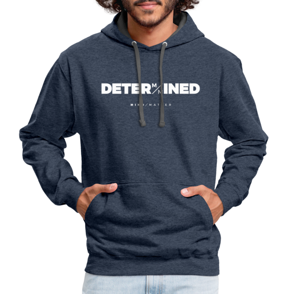 Determined MM- Unisex Contrast Hoodie - indigo heather/asphalt