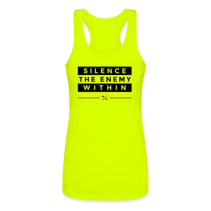 Silence the Enemy Within - Women’s Performance Racerback Tank Top - neon yellow