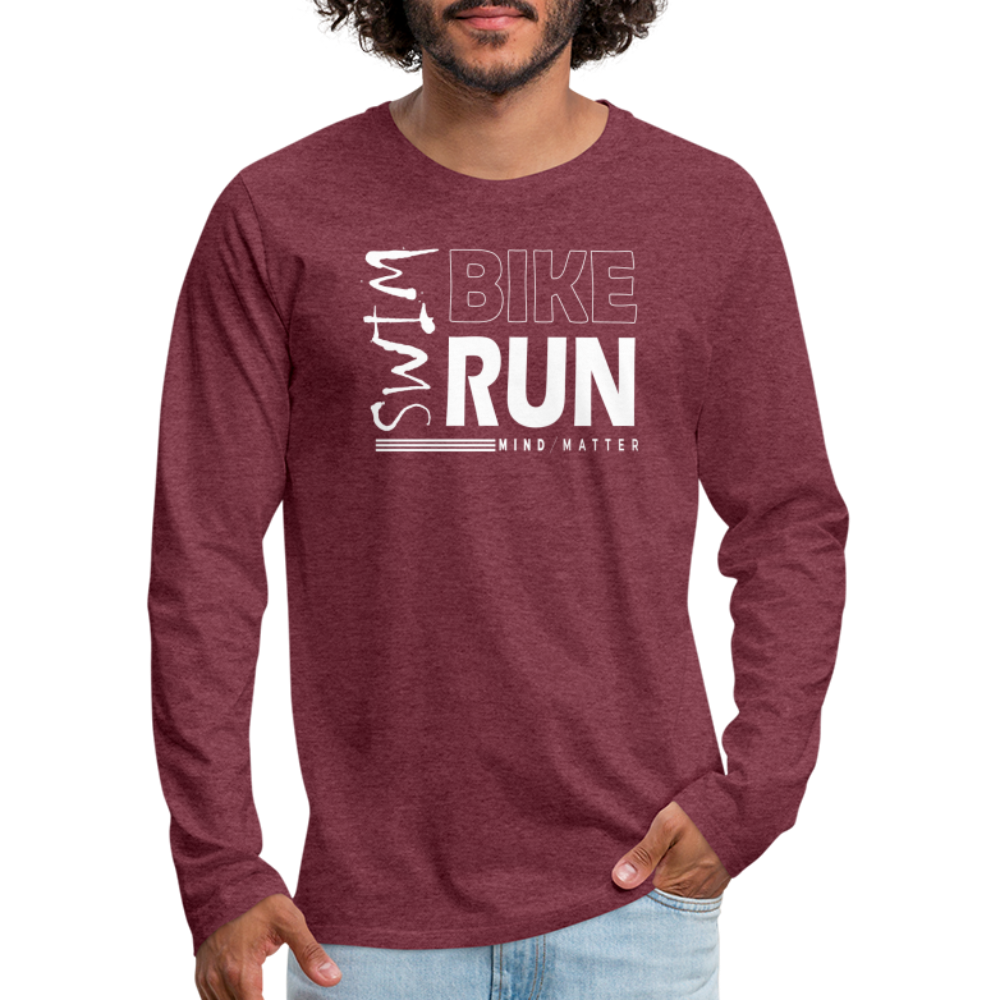 Swim-Bike-Run- Men's Premium Long Sleeve T-Shirt - heather burgundy