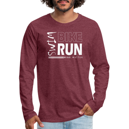 Swim-Bike-Run- Men's Premium Long Sleeve T-Shirt - heather burgundy