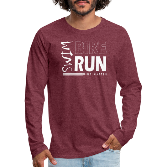 Swim-Bike-Run- Men's Premium Long Sleeve T-Shirt - heather burgundy