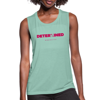 Determined- Women's Flowy Muscle Tank - dusty mint blue