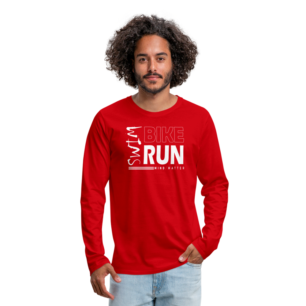 Swim-Bike-Run- Men's Premium Long Sleeve T-Shirt - red