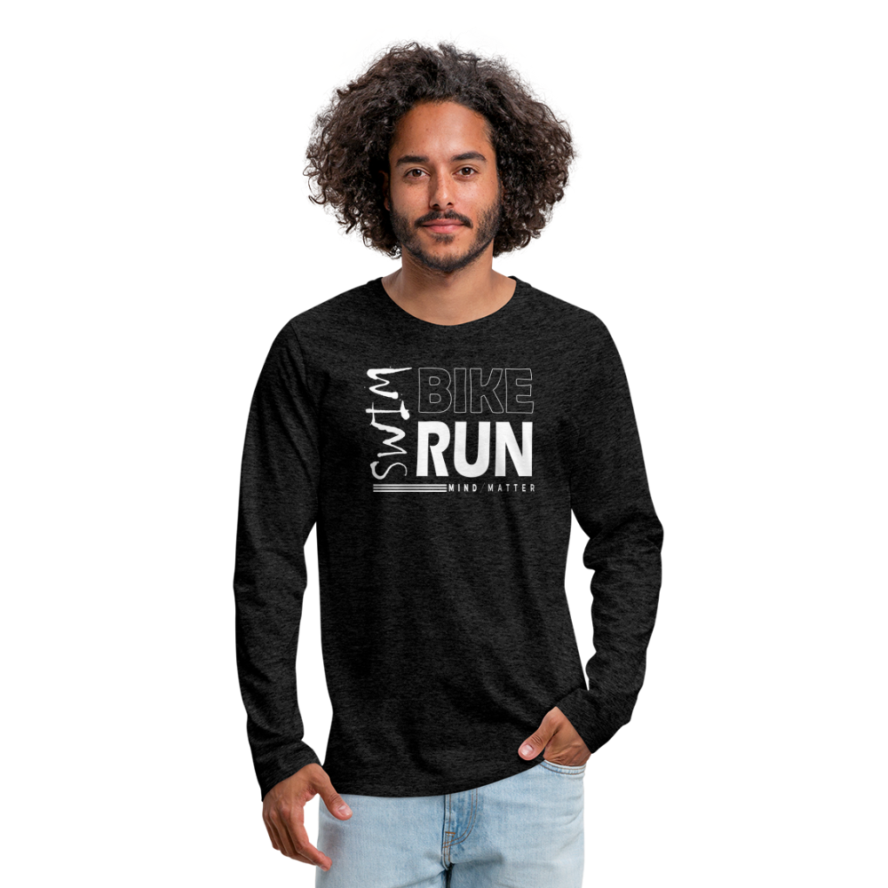 Swim-Bike-Run- Men's Premium Long Sleeve T-Shirt - charcoal grey