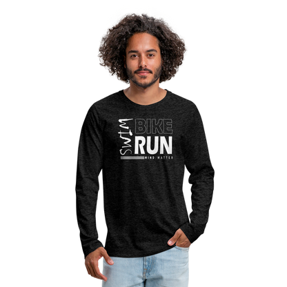 Swim-Bike-Run- Men's Premium Long Sleeve T-Shirt - charcoal grey