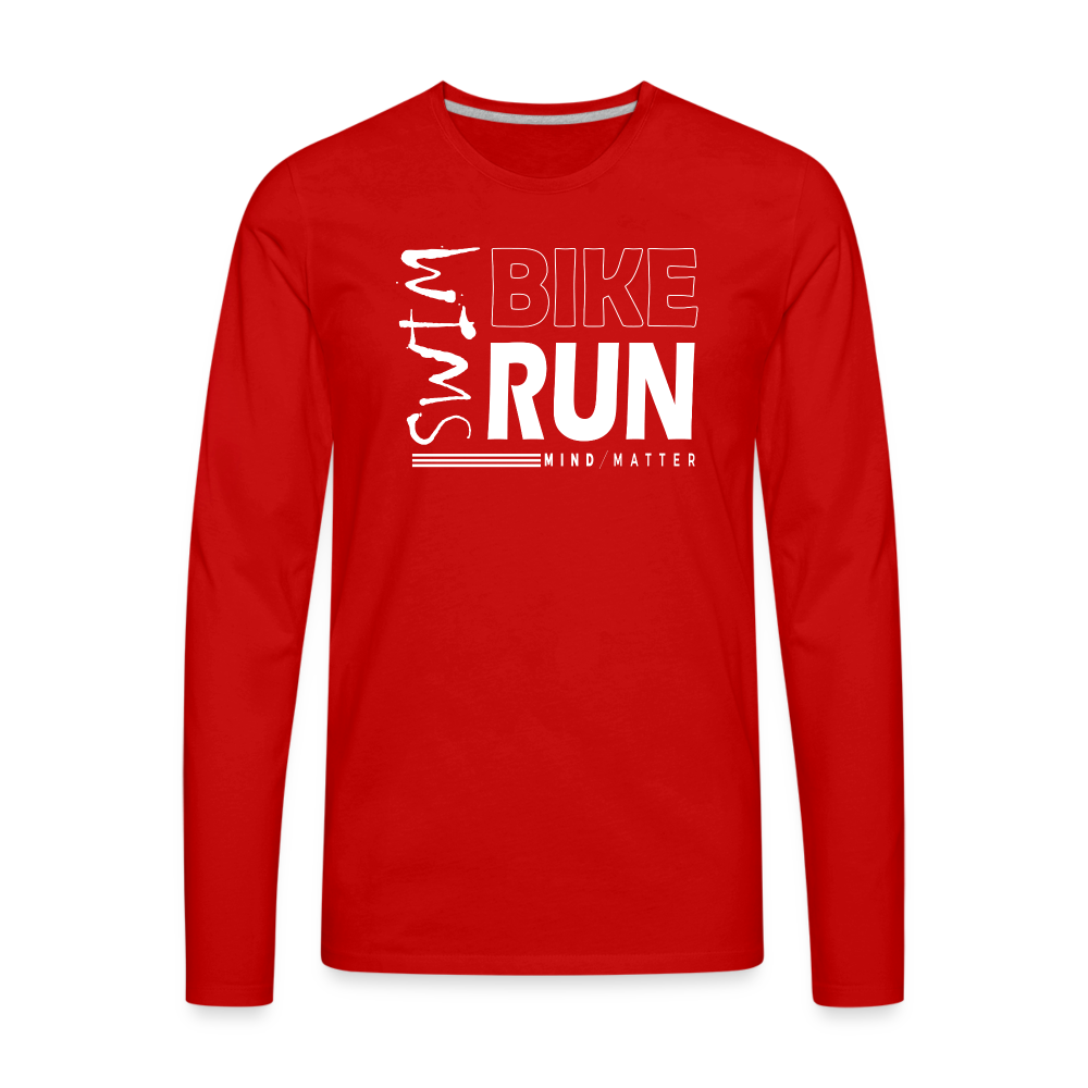 Swim-Bike-Run- Men's Premium Long Sleeve T-Shirt - red