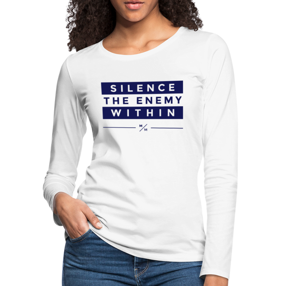 STEW- Women's Premium Slim Fit Long Sleeve T-Shirt - white