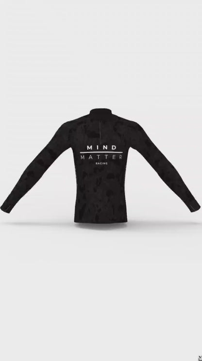 MM Racing - Black Paint Splash - 1/4 Zip Long Sleeve Running Shirt