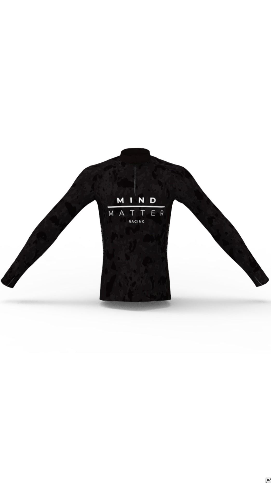 MM Racing - Black Paint Splash - 1/4 Zip Long Sleeve Running Shirt