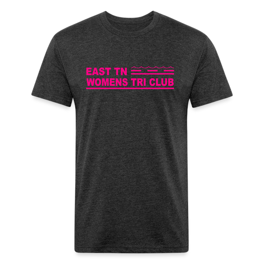 East TN Womens Tri Club Neon Pink- Unisex Fitted Cotton/Poly T-Shirt by Next Level - heather black