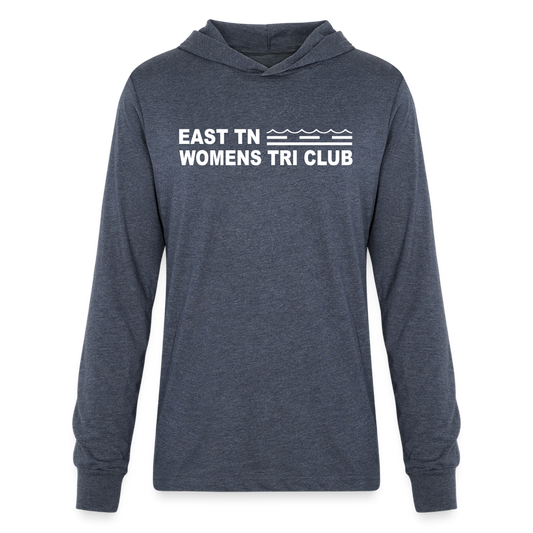 ETN Womens Tri Club White Print- Unisex Long Sleeve Hoodie Shirt - heather navy