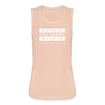 Silence the Enemy- Women's Flowy Muscle Tank - peach