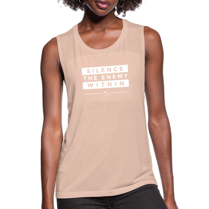 Silence the Enemy- Women's Flowy Muscle Tank - peach