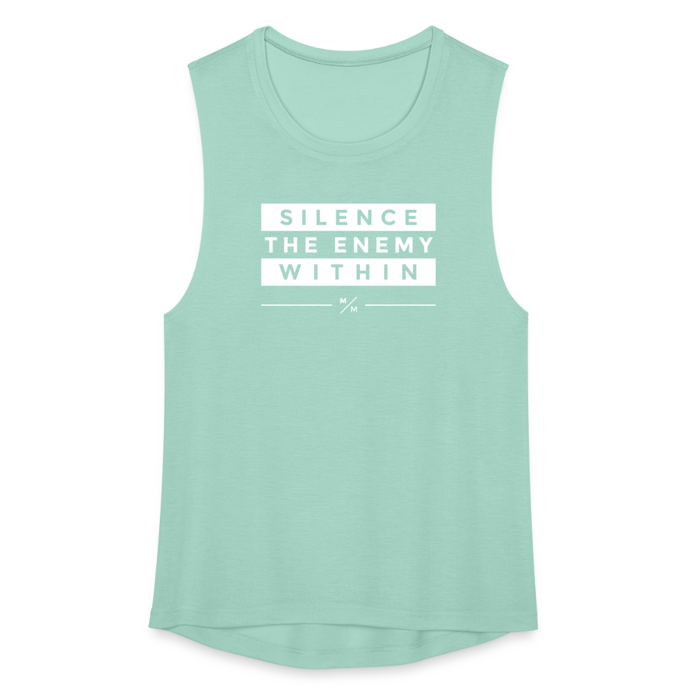 Silence the Enemy- Women's Flowy Muscle Tank - dusty mint blue