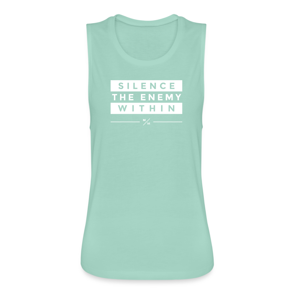 Silence the Enemy- Women's Flowy Muscle Tank - dusty mint blue