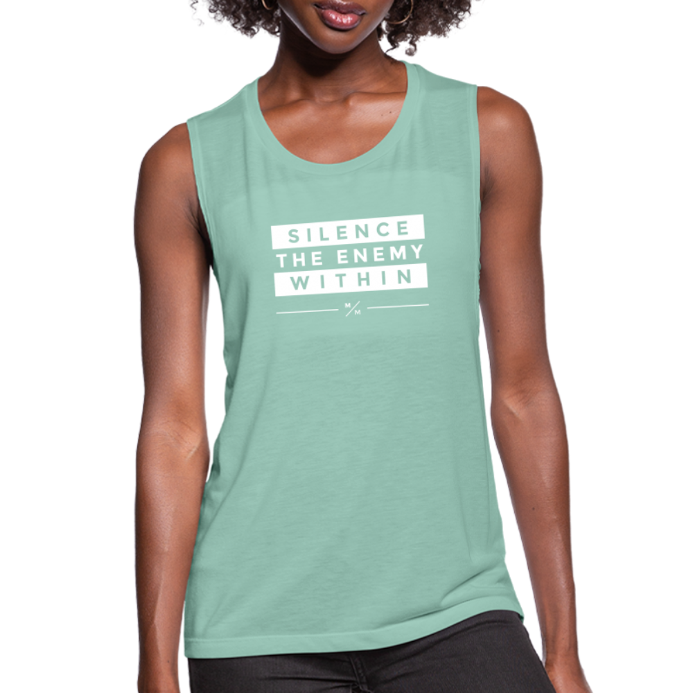 Silence the Enemy- Women's Flowy Muscle Tank - dusty mint blue