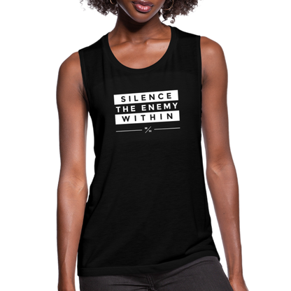 Silence the Enemy- Women's Flowy Muscle Tank - black