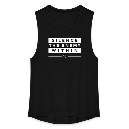 Silence the Enemy- Women's Flowy Muscle Tank - black