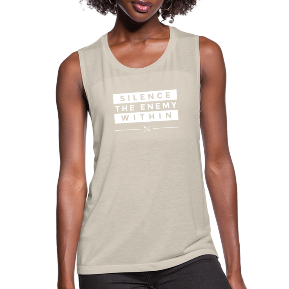 Silence the Enemy- Women's Flowy Muscle Tank - dust