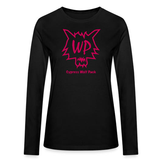 Wolf Pack Pink- Bella + Canvas Women's Long Sleeve T-Shirt - black