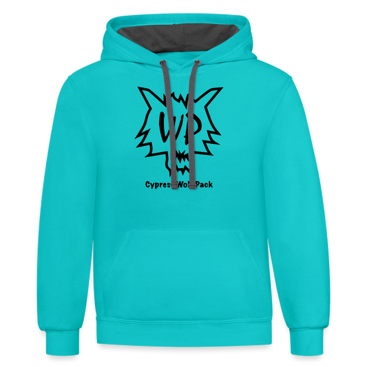 Cypress Wolf Pack- UNISEX Contrast Hoodie - scuba blue/asphalt