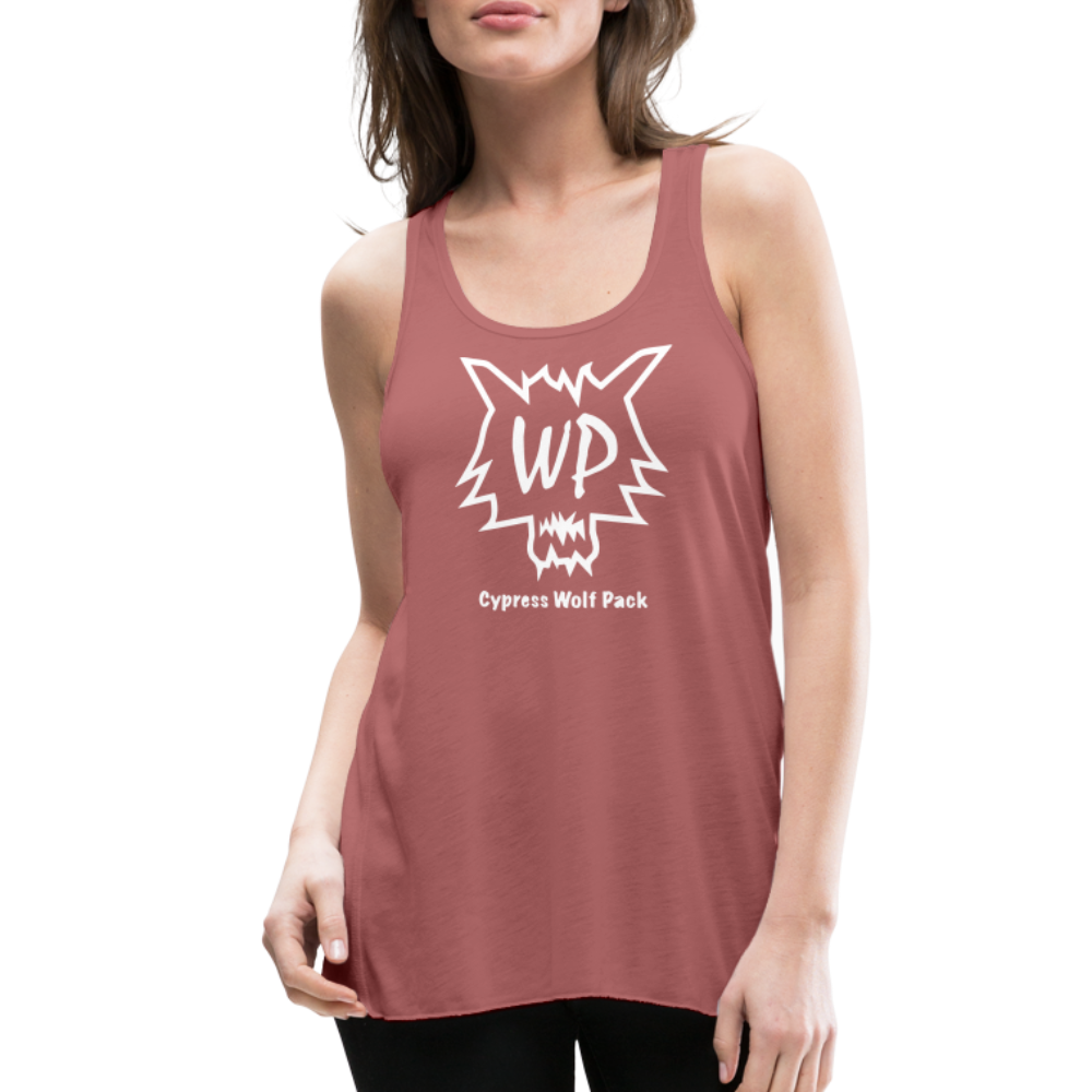 Cypress Wolf Pack- Women's Flowy Tank Top - mauve