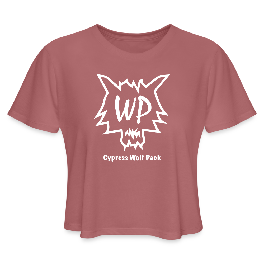 Cypress Wolf Pack- Women's Cropped T-Shirt - mauve