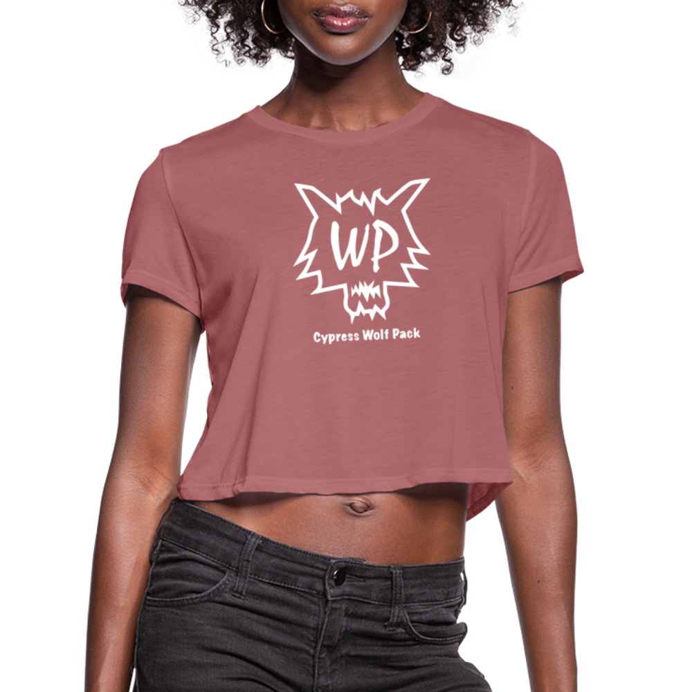 Cypress Wolf Pack- Women's Cropped T-Shirt - mauve