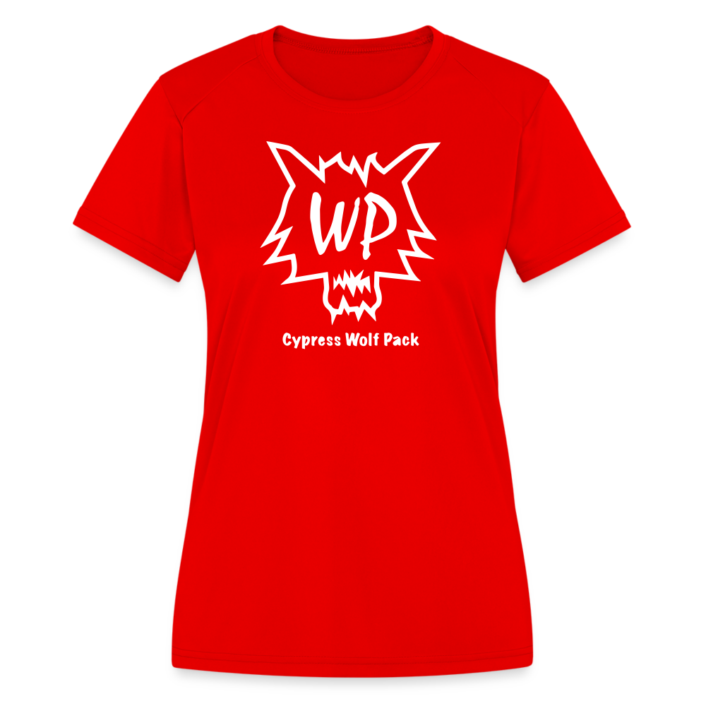 Cypress Wolf Pack- Women's Moisture Wicking Performance T-Shirt - red