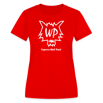 Cypress Wolf Pack- Women's Moisture Wicking Performance T-Shirt - red