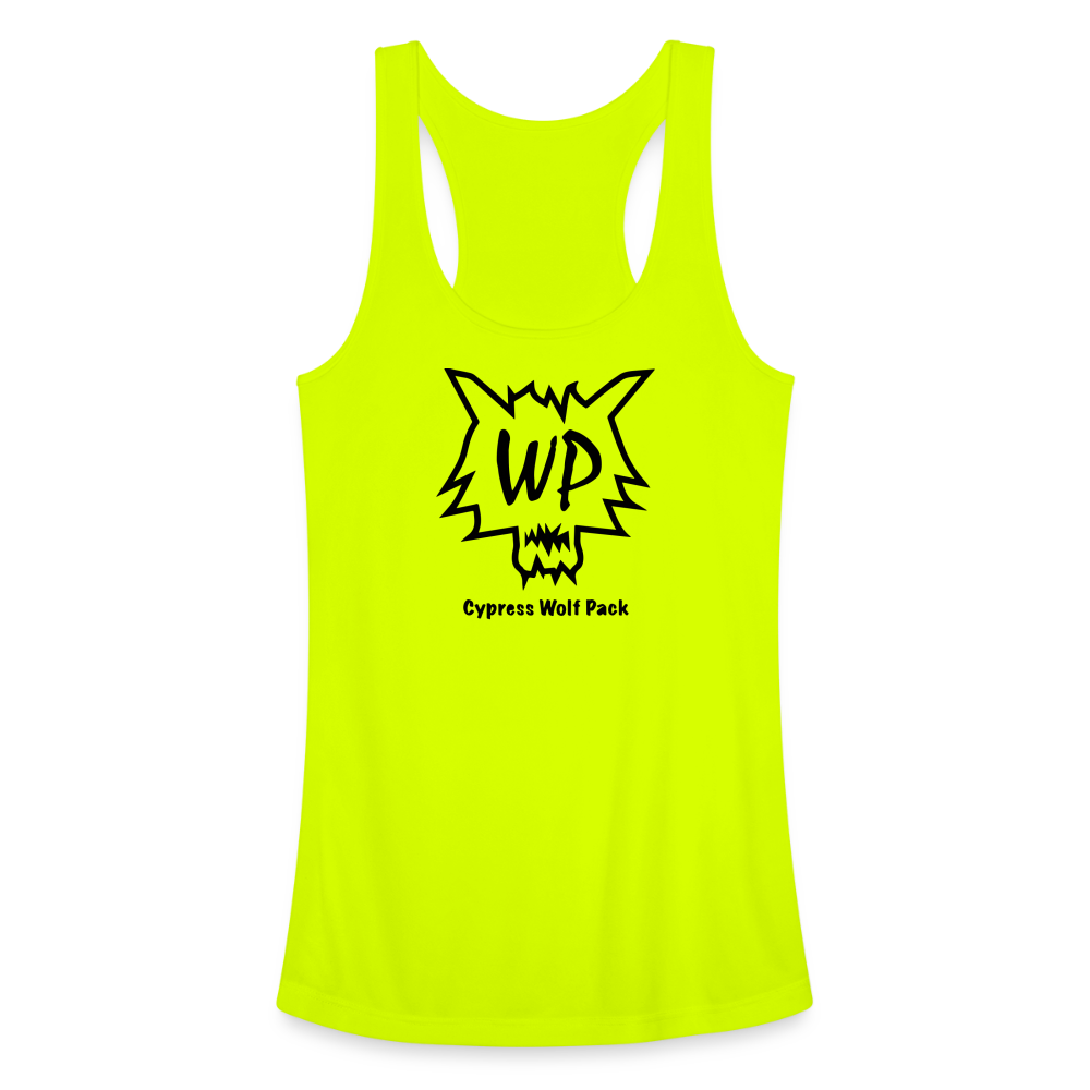 Cypress Wolf Pack- Women’s Performance Racerback Tank Top - neon yellow