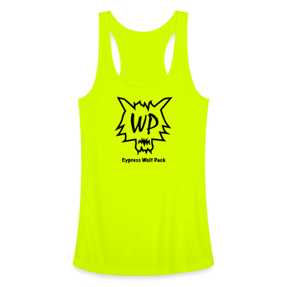 Cypress Wolf Pack- Women’s Performance Racerback Tank Top - neon yellow