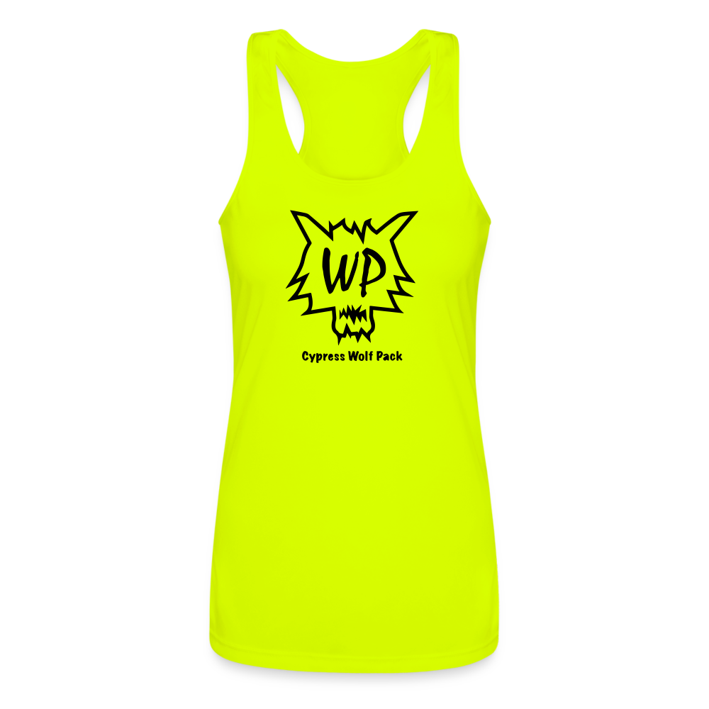 Cypress Wolf Pack- Women’s Performance Racerback Tank Top - neon yellow