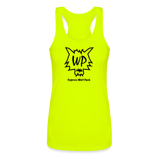 Cypress Wolf Pack- Women’s Performance Racerback Tank Top - neon yellow