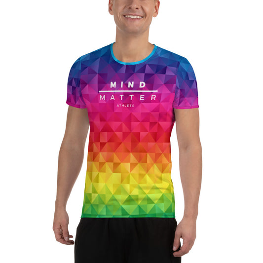 Rainbow Pixel- Running Men's Athletic T-shirt