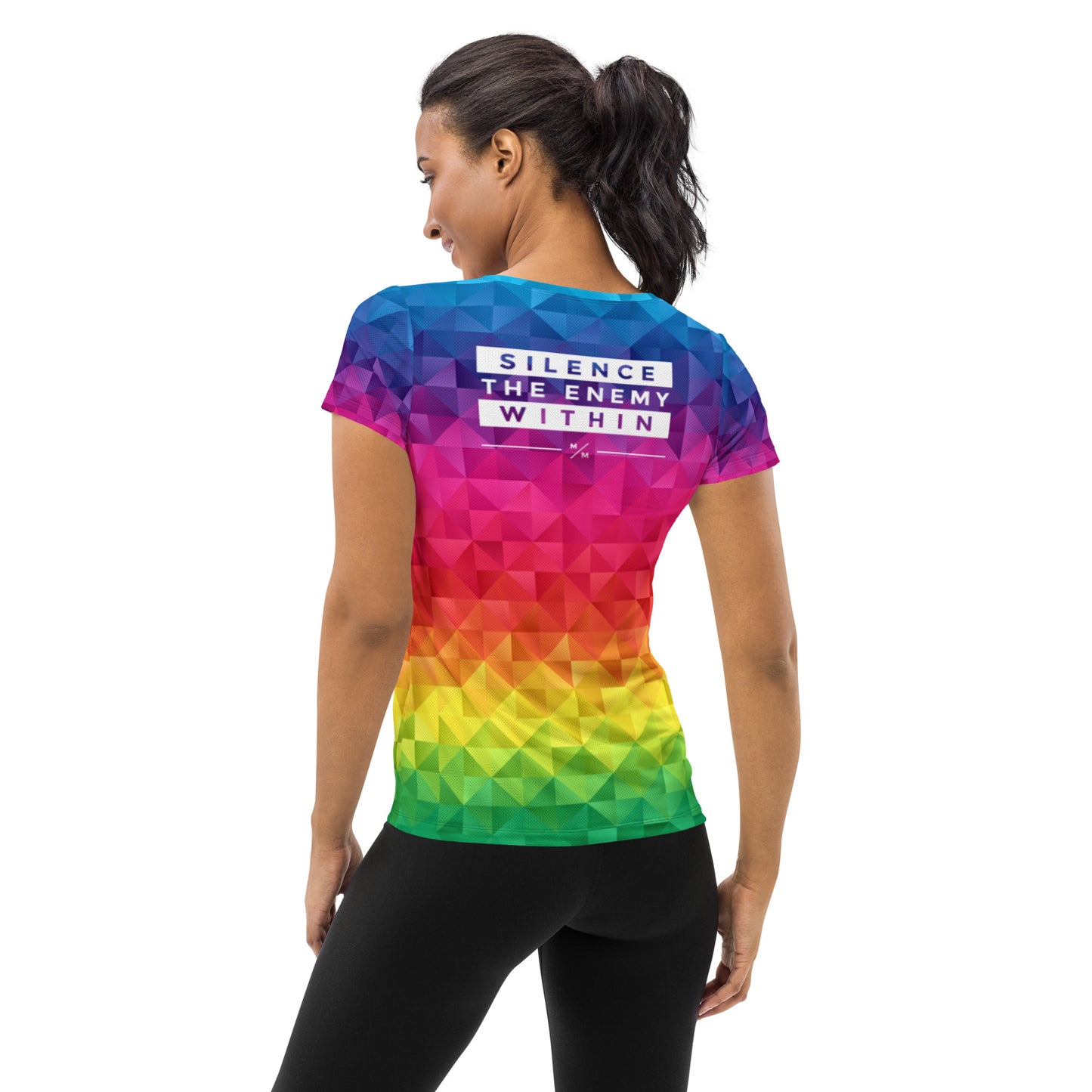 Rainbow Pixel- Running Women's Athletic T-shirt