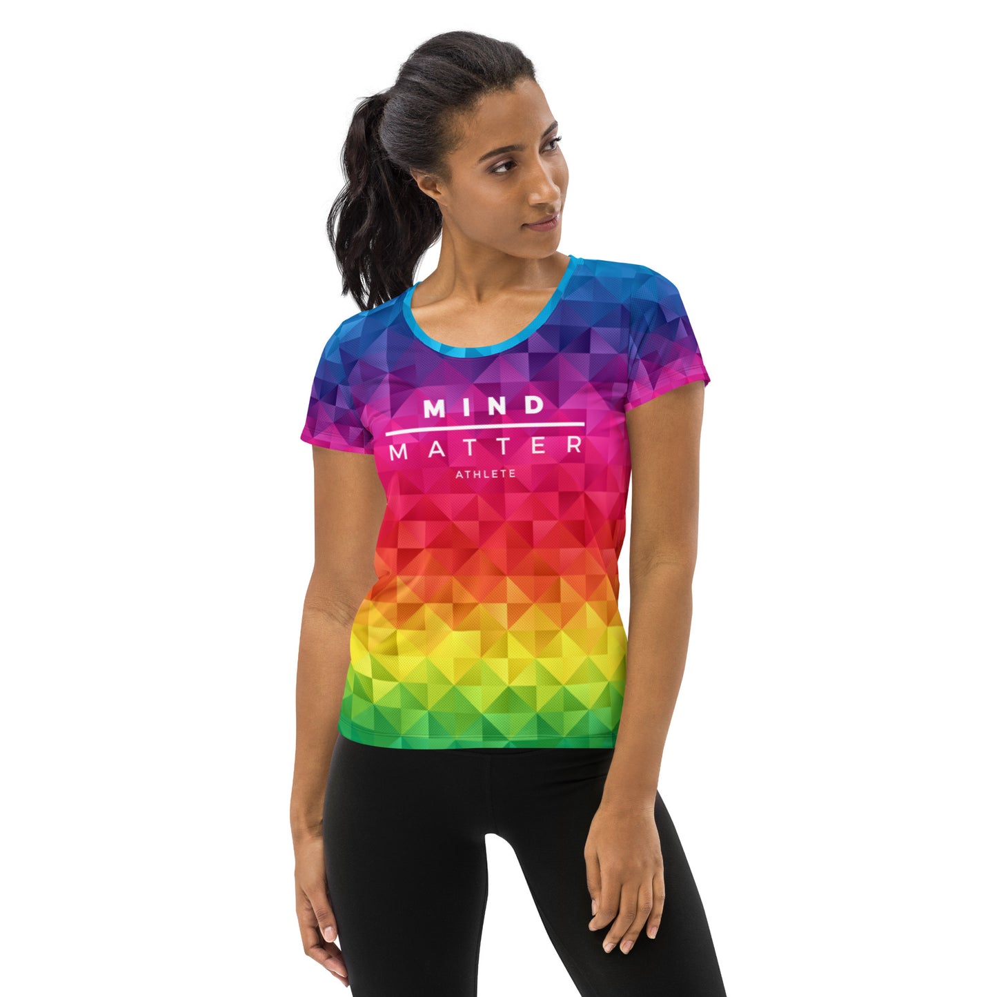 Rainbow Pixel- Running Women's Athletic T-shirt