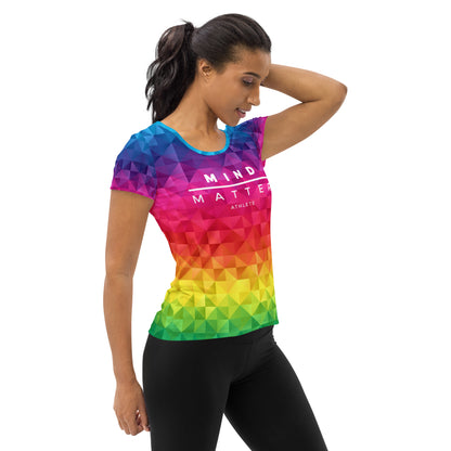 Rainbow Pixel- Running Women's Athletic T-shirt